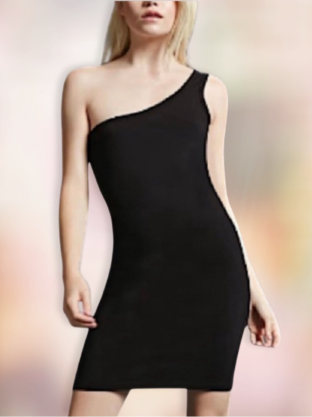 WHIMSYGOTH COCKTAIL MINI DRESS One Shoulder Black JRs SZ L